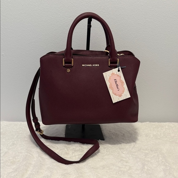Michael Kors Handbags - Michael Kors Savannah Satchel w/Crossbody Raspberry/Burgundy